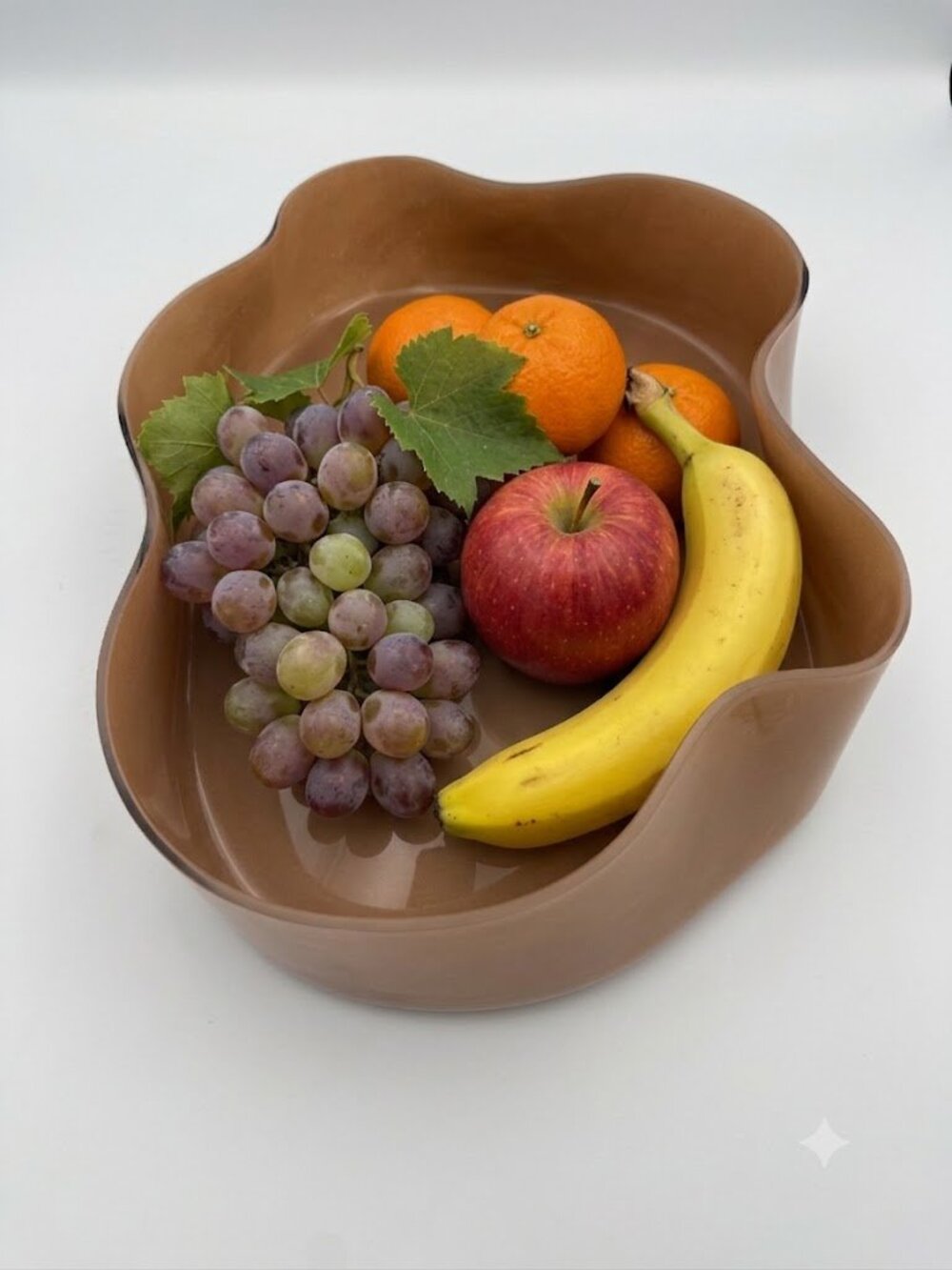 Ondra Amber Glass Petal Bowl Wavy Modern Centerpiece